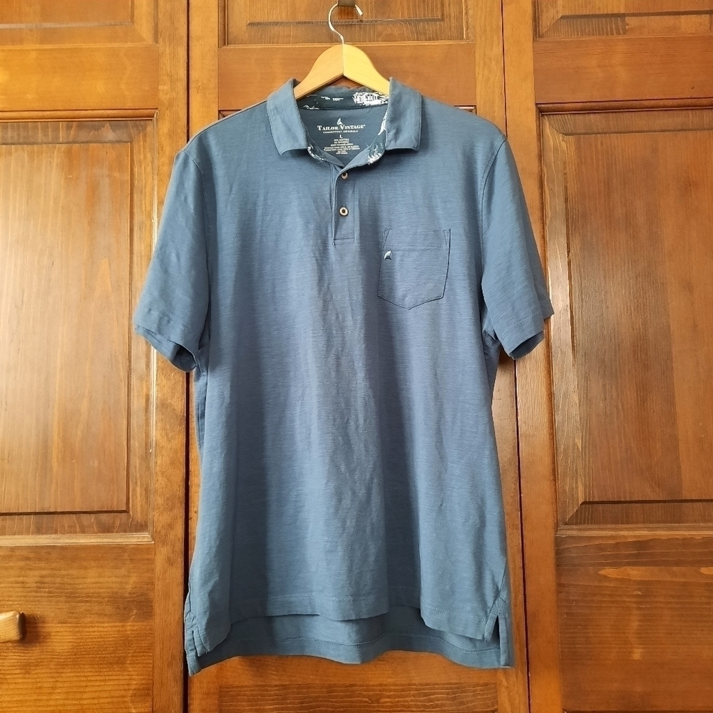 Tailor Vintage Airotech Slim Fit Jersey short sleeve polo shirt Blue Size Large